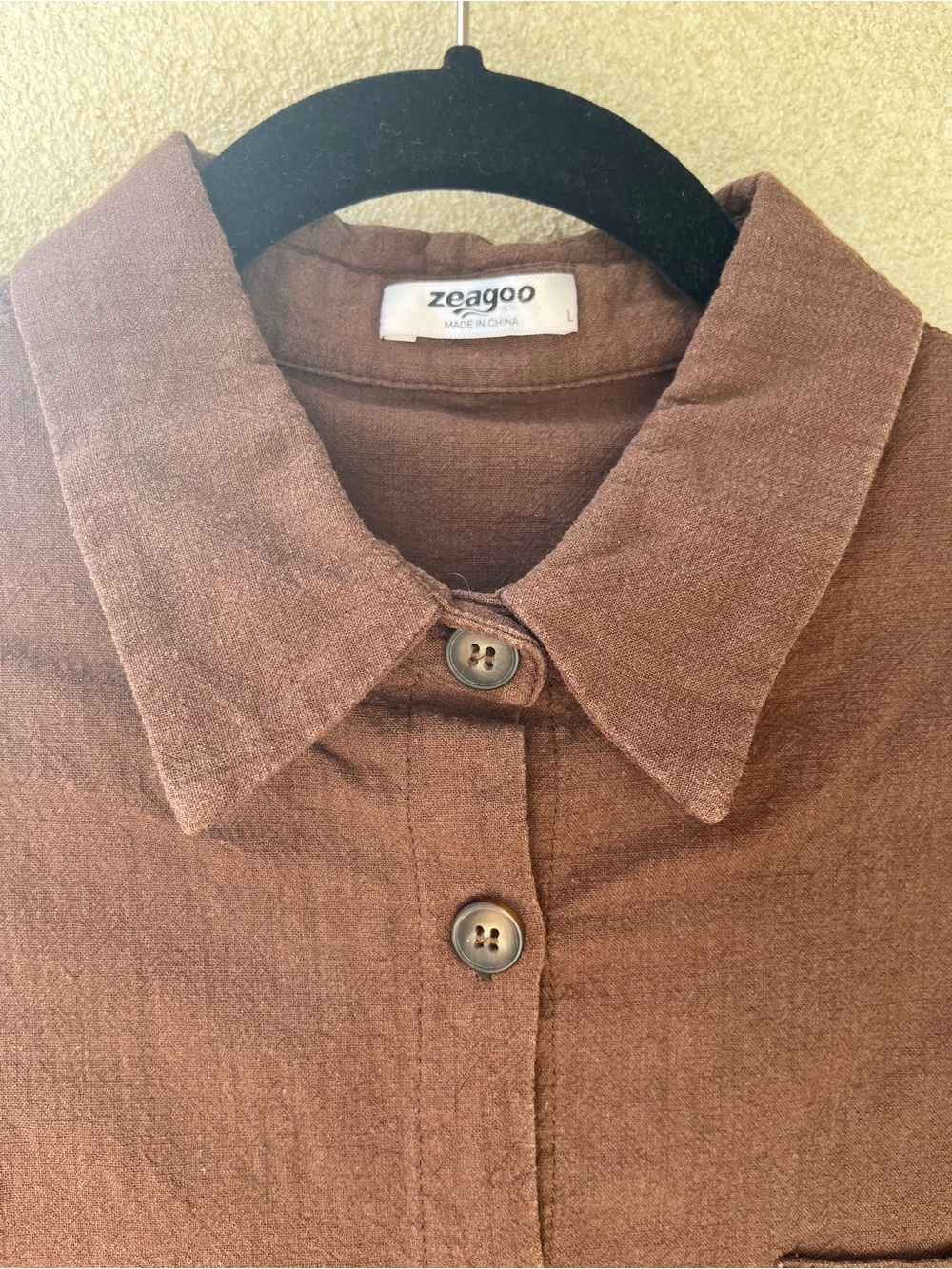 Rough Cotton Chocolate Brown Button Up Shirt - Picture 5 of 6